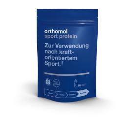 Orthomol Sport Protein 16er - ist ein Getränkepulver zur Herstellung eines Protein-Shakes mit Schokoladengeschmack 